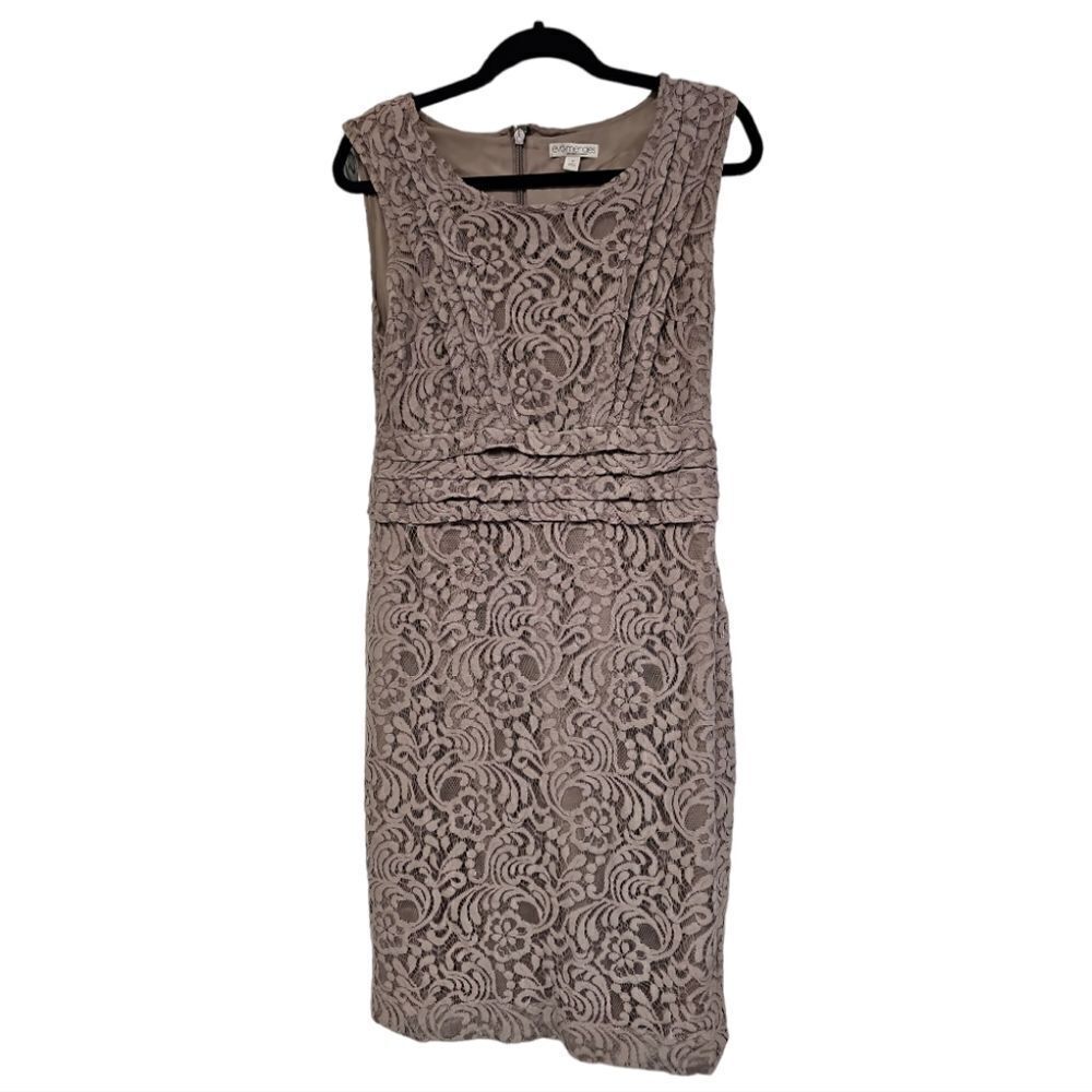 EVA MENDES New York & Company Sleeveless Taupe Lace Overlay Dress - Size 10